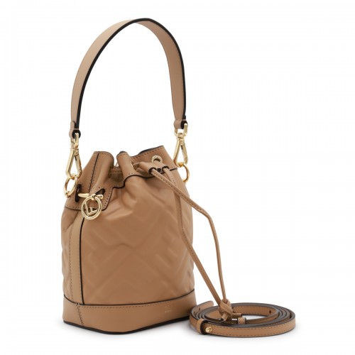 BEIGE LEATHER MINI MON TRESOR BAG