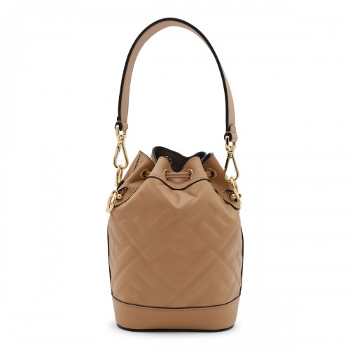 BEIGE LEATHER MINI MON TRESOR BAG