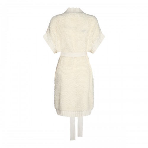 WHITE WOOL KNITWEAR DRESS