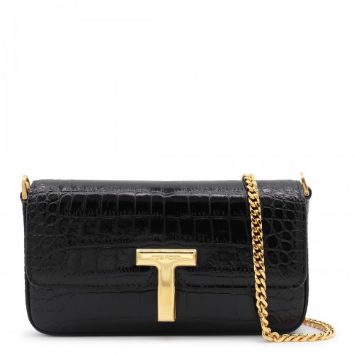 BLACK LEATHER CROSSBODY BAG