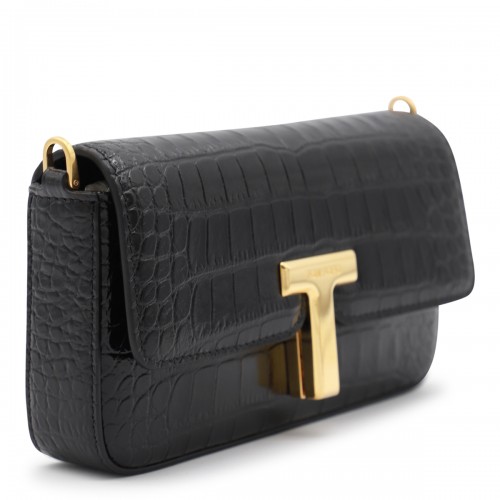 BLACK LEATHER CROSSBODY BAG