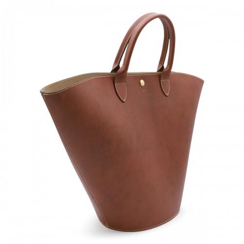 BROWN LEATHER XL EPURE TOTE BAG