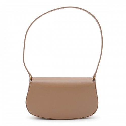 BEIGE LEATHER HOBO DEMI LUNE SHOULDER BAG