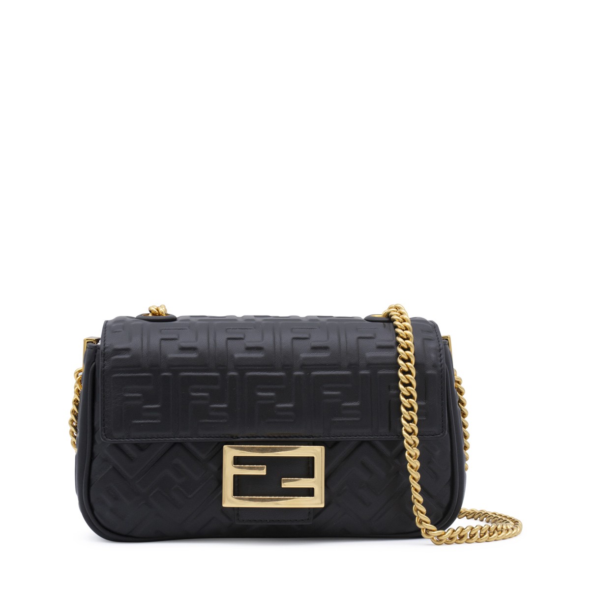 BLACK LEATHER CHAIN CROSSBODY BAG