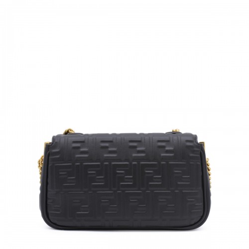 BLACK LEATHER CHAIN CROSSBODY BAG