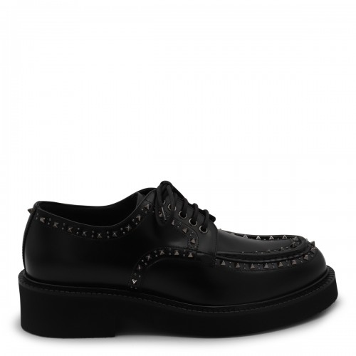 BLACK LEATHER LACE UP SHOES