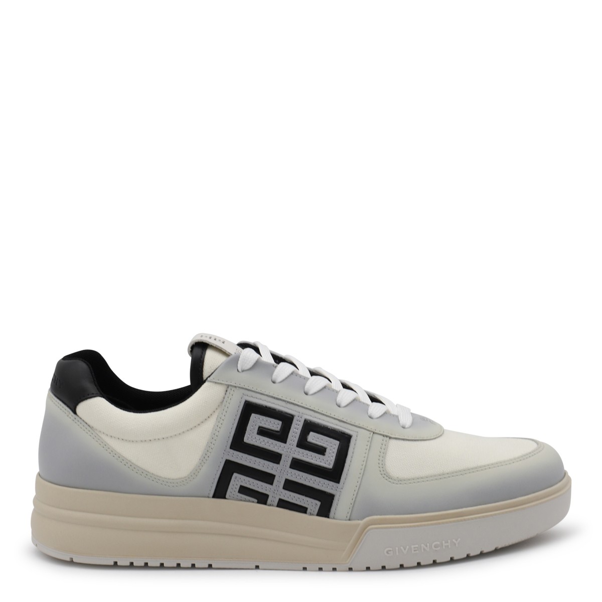 WHITE AND GREY LEATHER 4G SNEAKERS