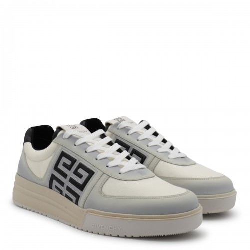 WHITE AND GREY LEATHER 4G SNEAKERS