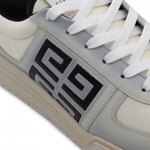 WHITE AND GREY LEATHER 4G SNEAKERS