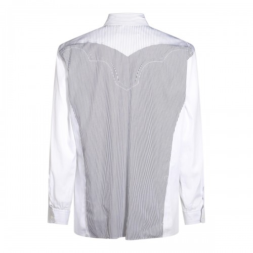 WHITE AND GREY COTTON SHIRT