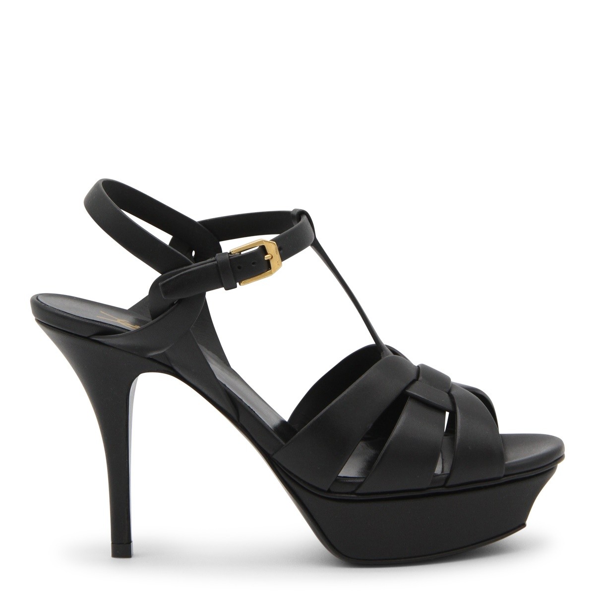 BLACK LEATHER TRIBUTE SANDALS