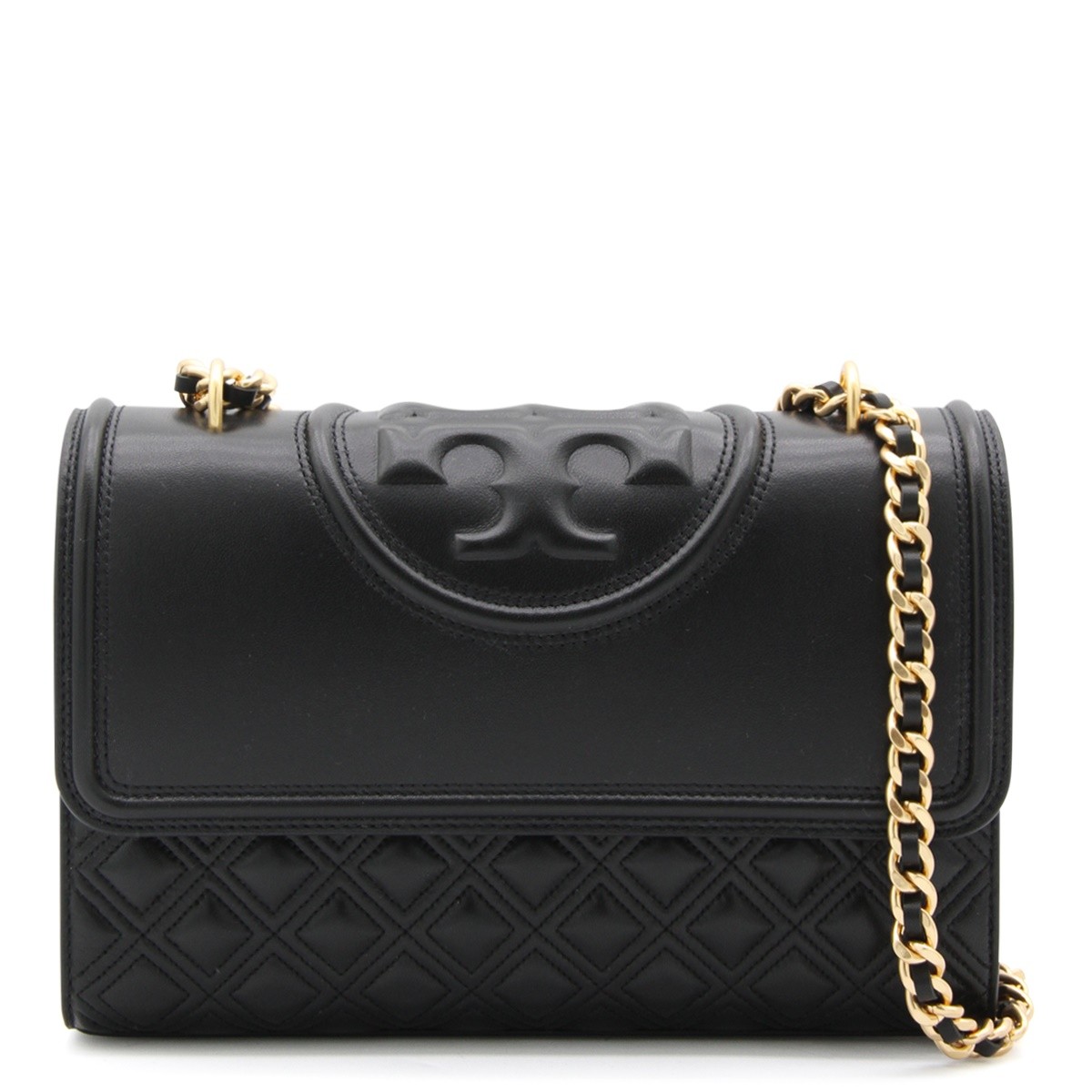 BLACK LEATHER FLEMING SHOULDER BAG