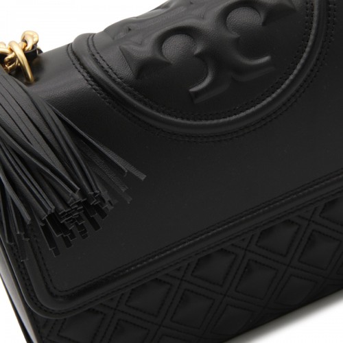 BLACK LEATHER FLEMING SHOULDER BAG