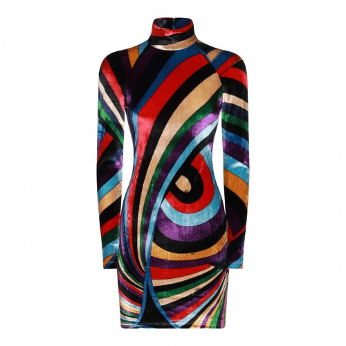 MULTICOLOR VISCOSE MINI DRESS