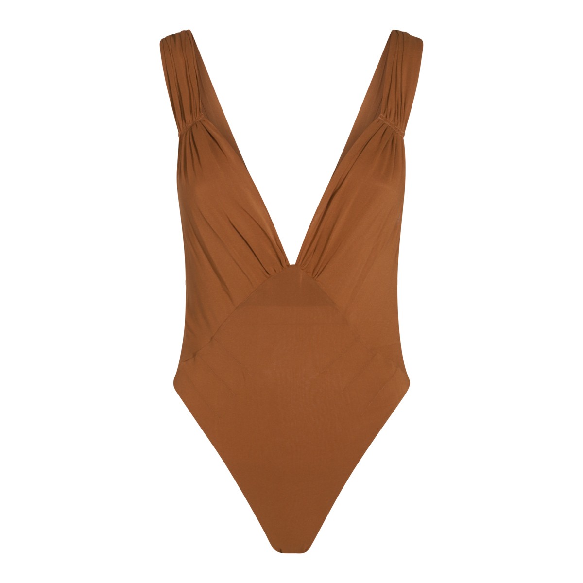 BROWN SILK BODYSUIT