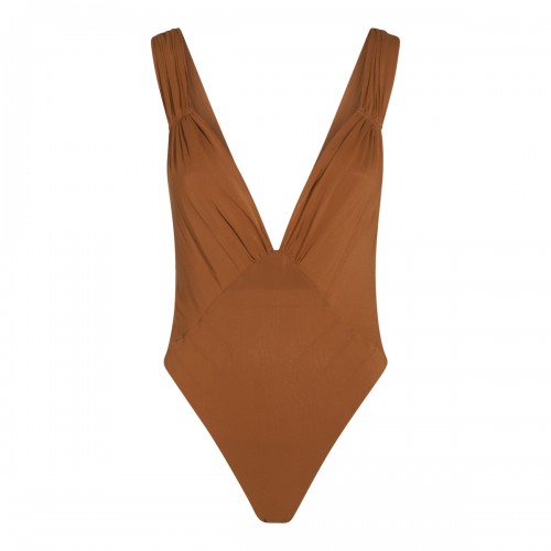 BROWN SILK BODYSUIT