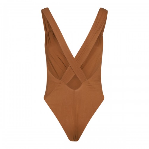 BROWN SILK BODYSUIT