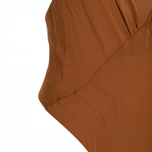 BROWN SILK BODYSUIT