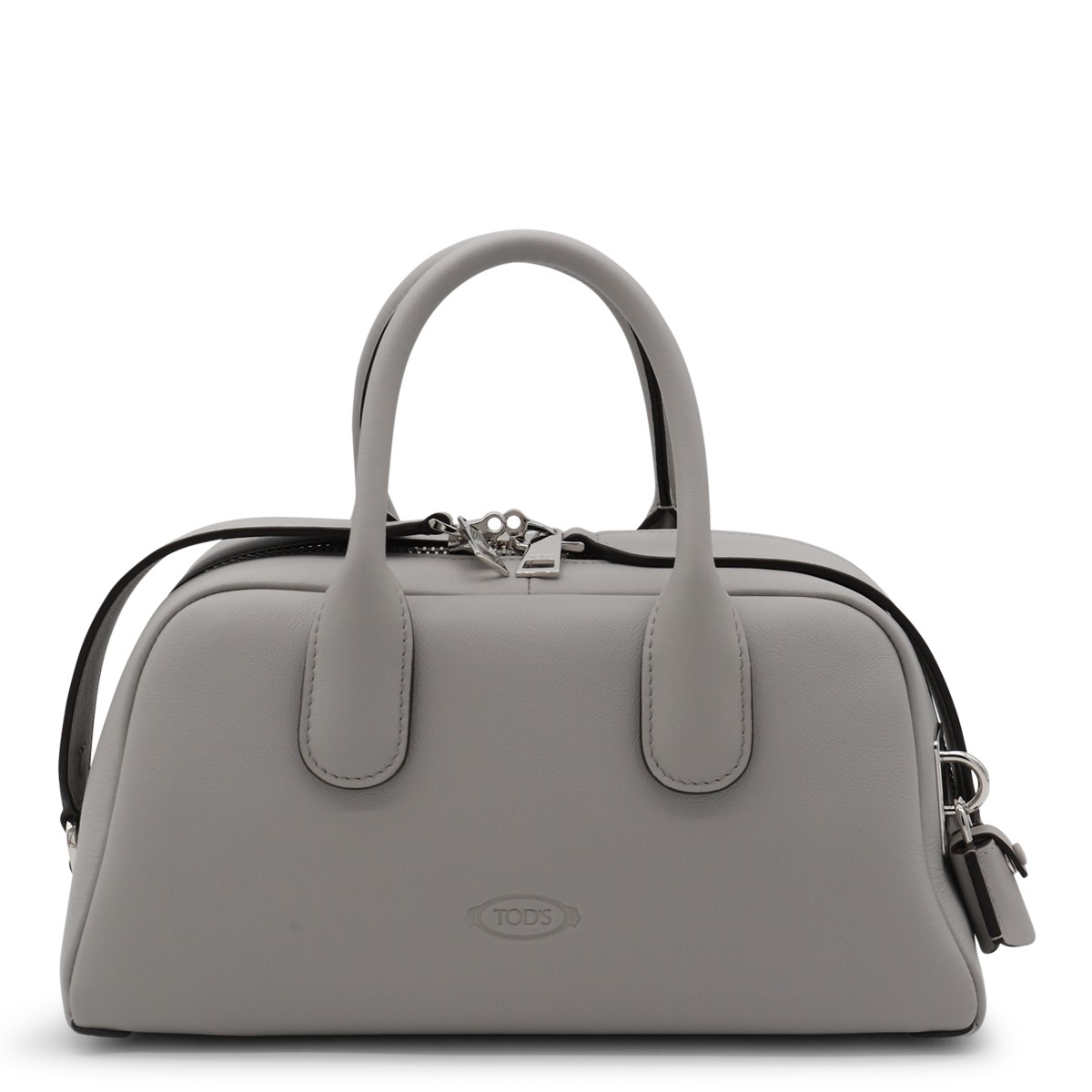 GREY LEATHER TOP HANDLE BAG