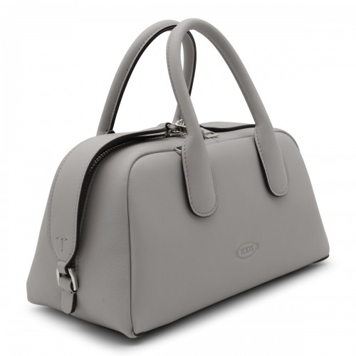 GREY LEATHER TOP HANDLE BAG