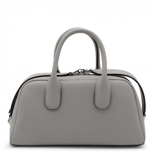 GREY LEATHER TOP HANDLE BAG