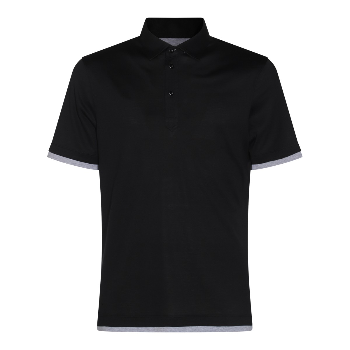 BLACK SILK POLO SHIRT