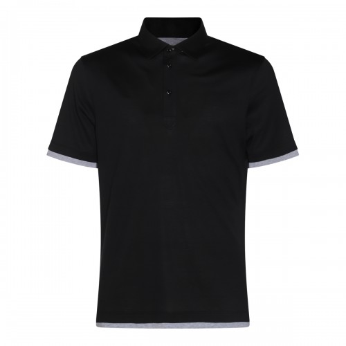 BLACK SILK POLO SHIRT