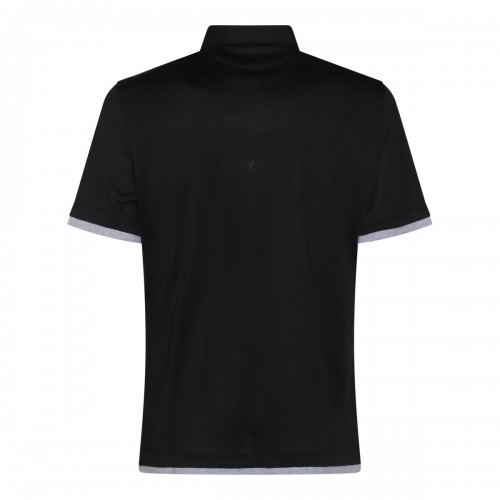 BLACK SILK POLO SHIRT