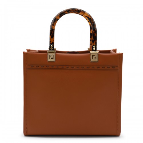 BROWN LEATHER SUNSHINE MEDIUM TOTE BAG