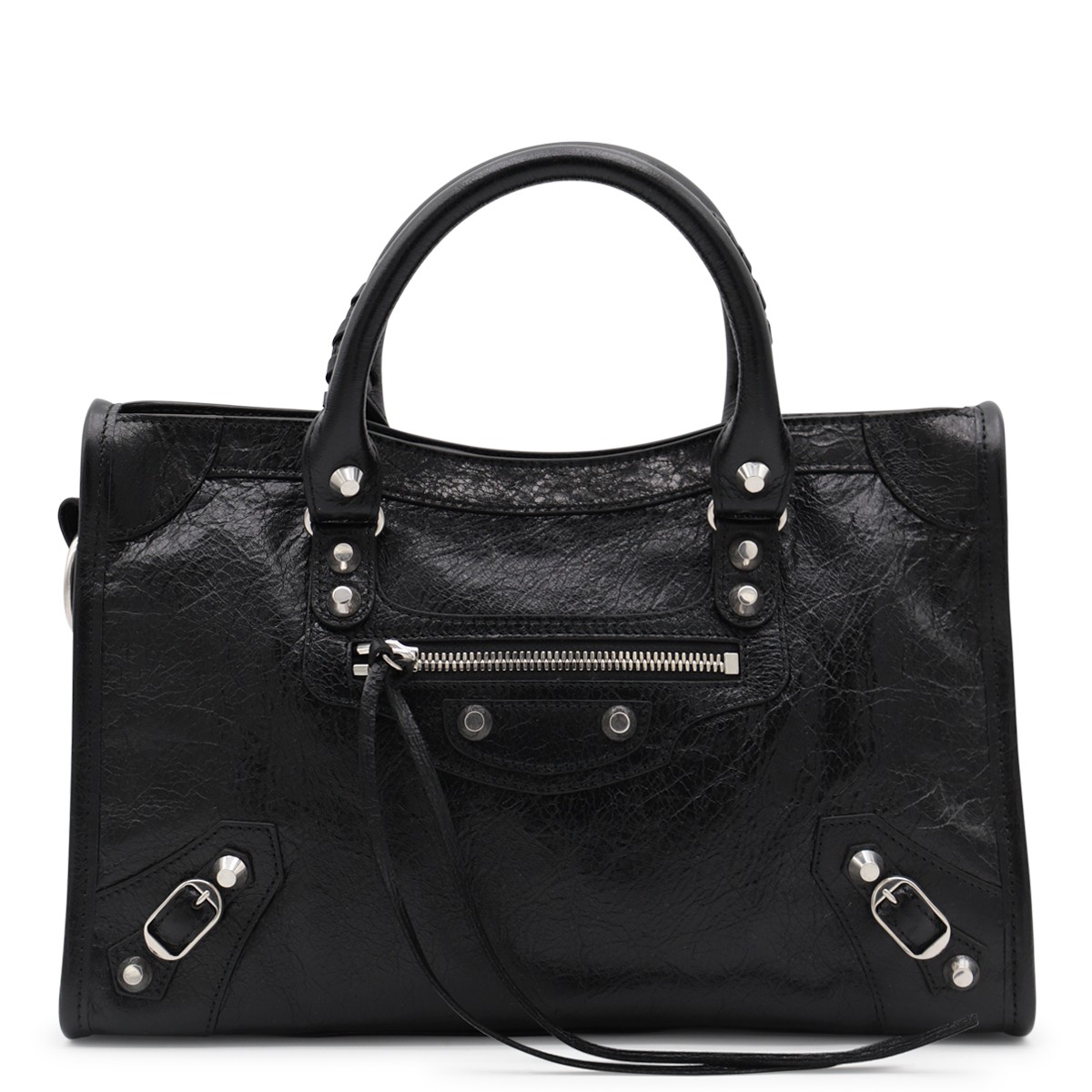 BLACK LEATHER MINI CITY BAG