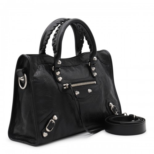 BLACK LEATHER MINI CITY BAG