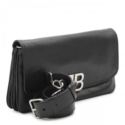 BLACK LEATHER FLAP BB SOFT CROSSBODY BAG