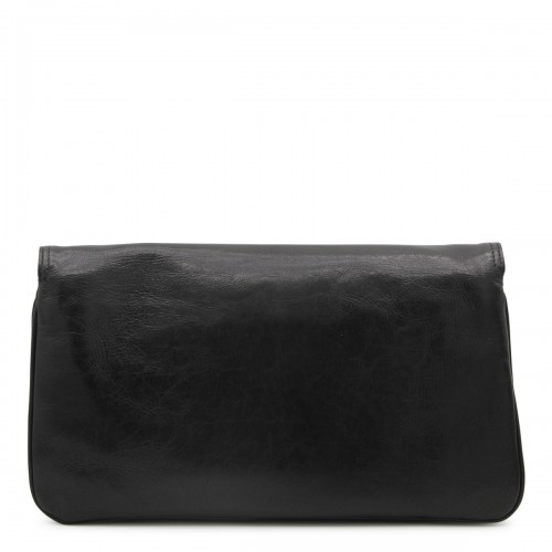 BLACK LEATHER FLAP BB SOFT CROSSBODY BAG