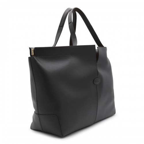 DARK GREY LEATHER TOTE