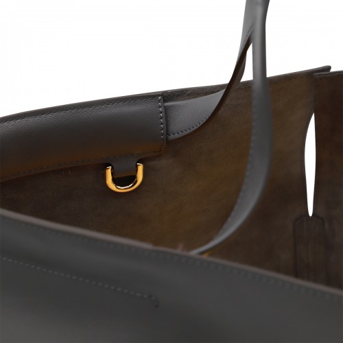 DARK GREY LEATHER TOTE