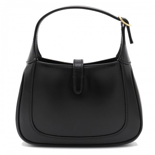 BLACK LEATHER JACKIE SHOULDER BAG