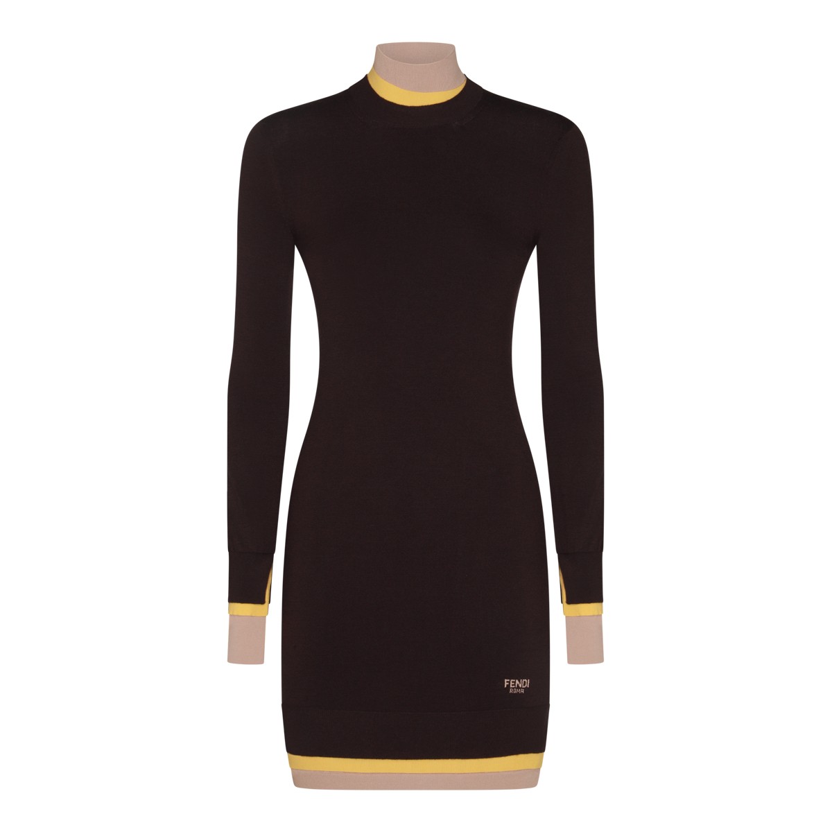 BLACK WOOL MINI DRESS