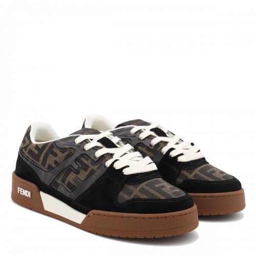 BLACK AND BROWN LEATHER MATCH SNEAKERS