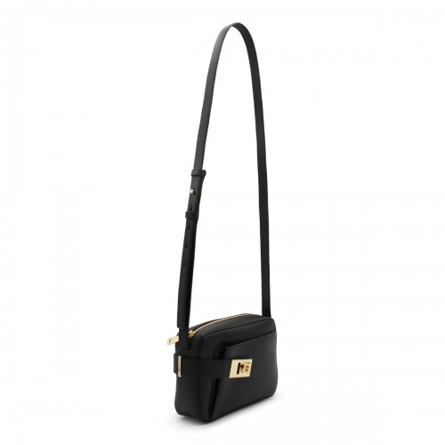 BLACK LEATHER GANCINI CROSSBODY BAG