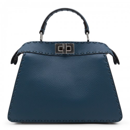 BLUE LEATHER PEEKABOO TOTE BAG