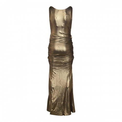 GOLD VISCOSE LONG DRESS