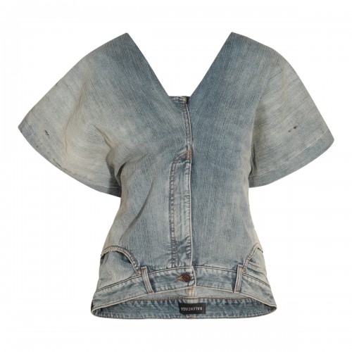 BLUE COTTON DENIM TOP