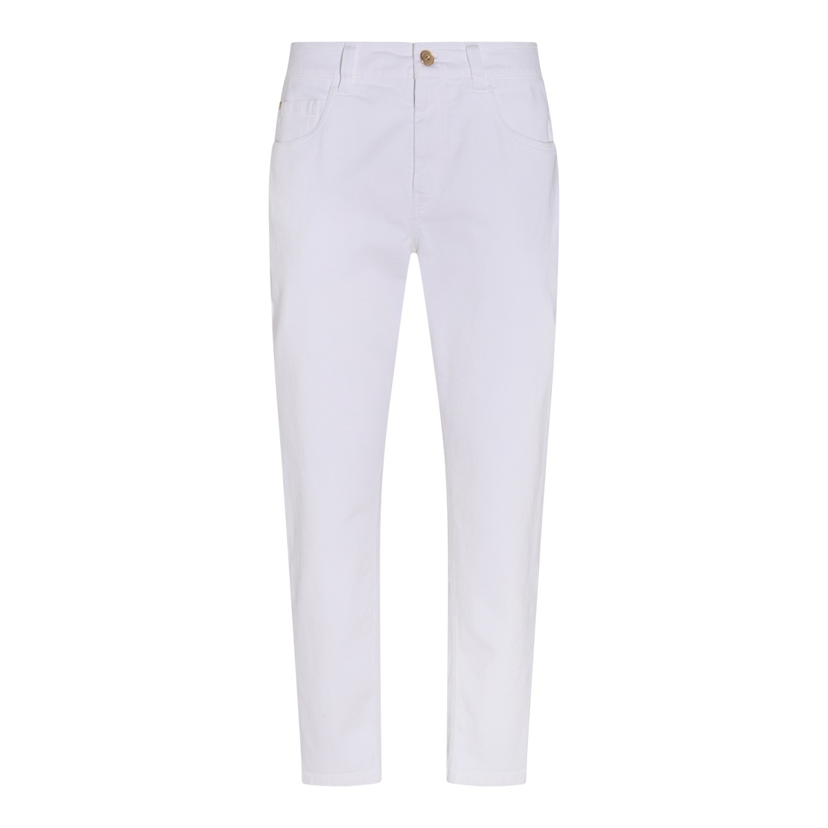 WHITE COTTON DENIM PANTS