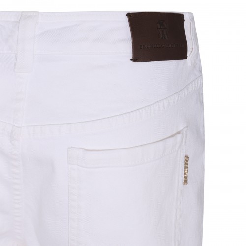 WHITE COTTON DENIM PANTS