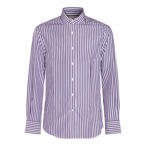 WHITE AND PURPLE COTTON SHIRT