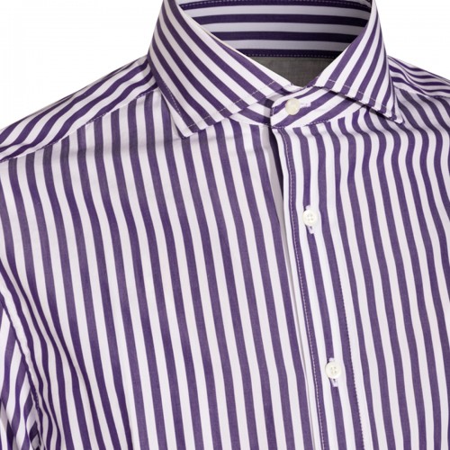 WHITE AND PURPLE COTTON SHIRT