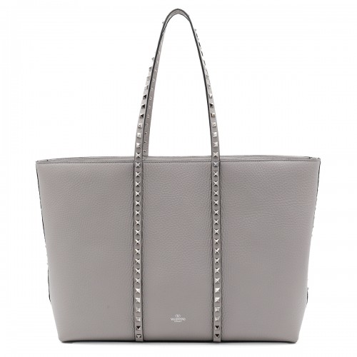 DARK GREY LEATHER TOTE BAG