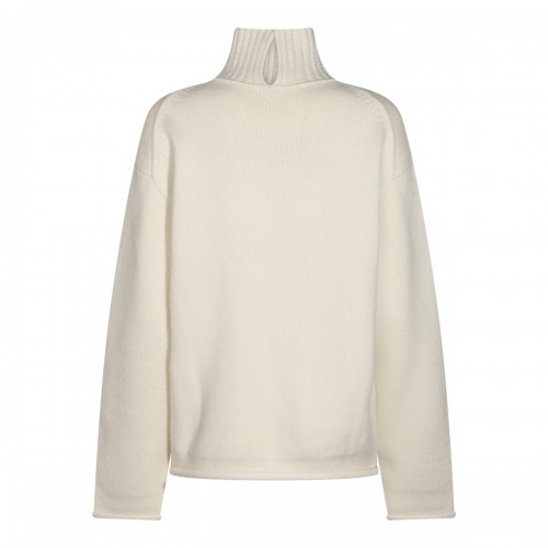 WHITE WOOL SWEATSHIRT