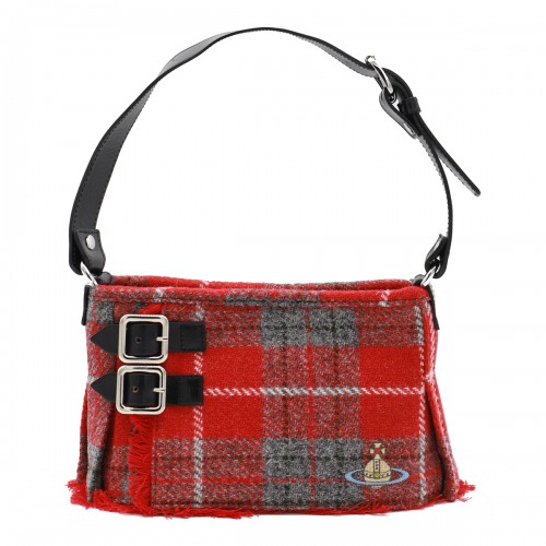 RED WOOL SHOULDER BAG