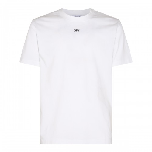 WHITE AND BLACK COTTON LOGO T-SHIRT